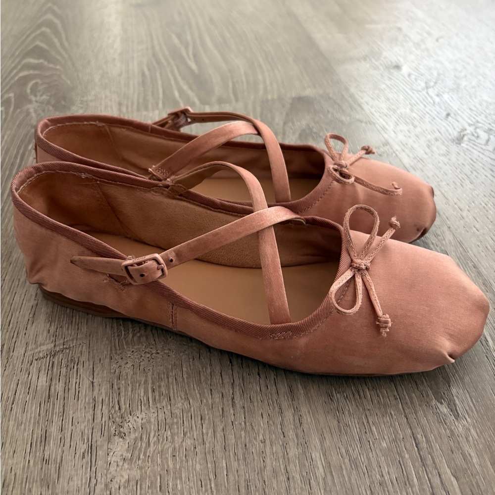 Pink Satin Ballet Flats